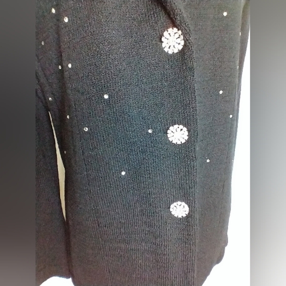 NAVY SILK KNIT BLAZER WITH RHINESTONES - Picture 2 of 8